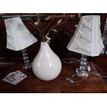 Pair lamps and vase
