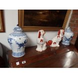 Pair of blue and white vases