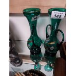2 Victorian glass vases