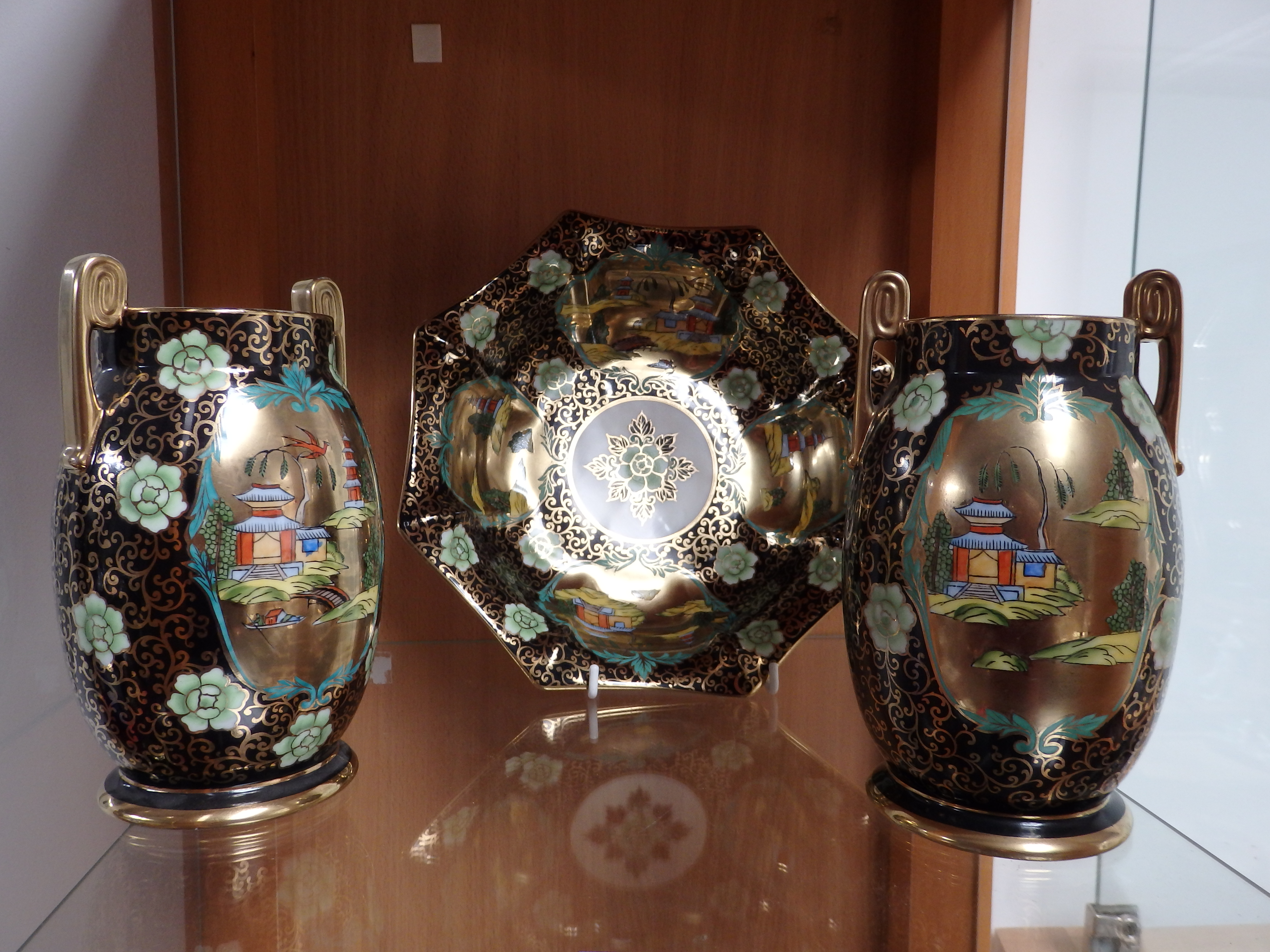 Noritake bowl and 2 vases