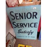 Senior service satisfy tobacco enamel sign