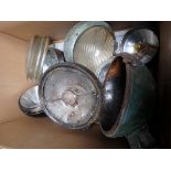 2 boxes head lamps, glasses etc