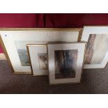 4 watercolours by W Percy 1854, G Hayes 1871 and 2 others
