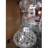 Silver collar shops decanter and other