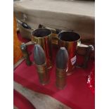 2 brass tankards and brass shells