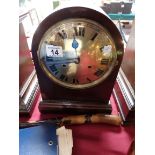Mahogany brass face mantle clock 35 cm