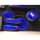 Silver and enamel dressing set