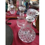 2 Silver and glass decanters