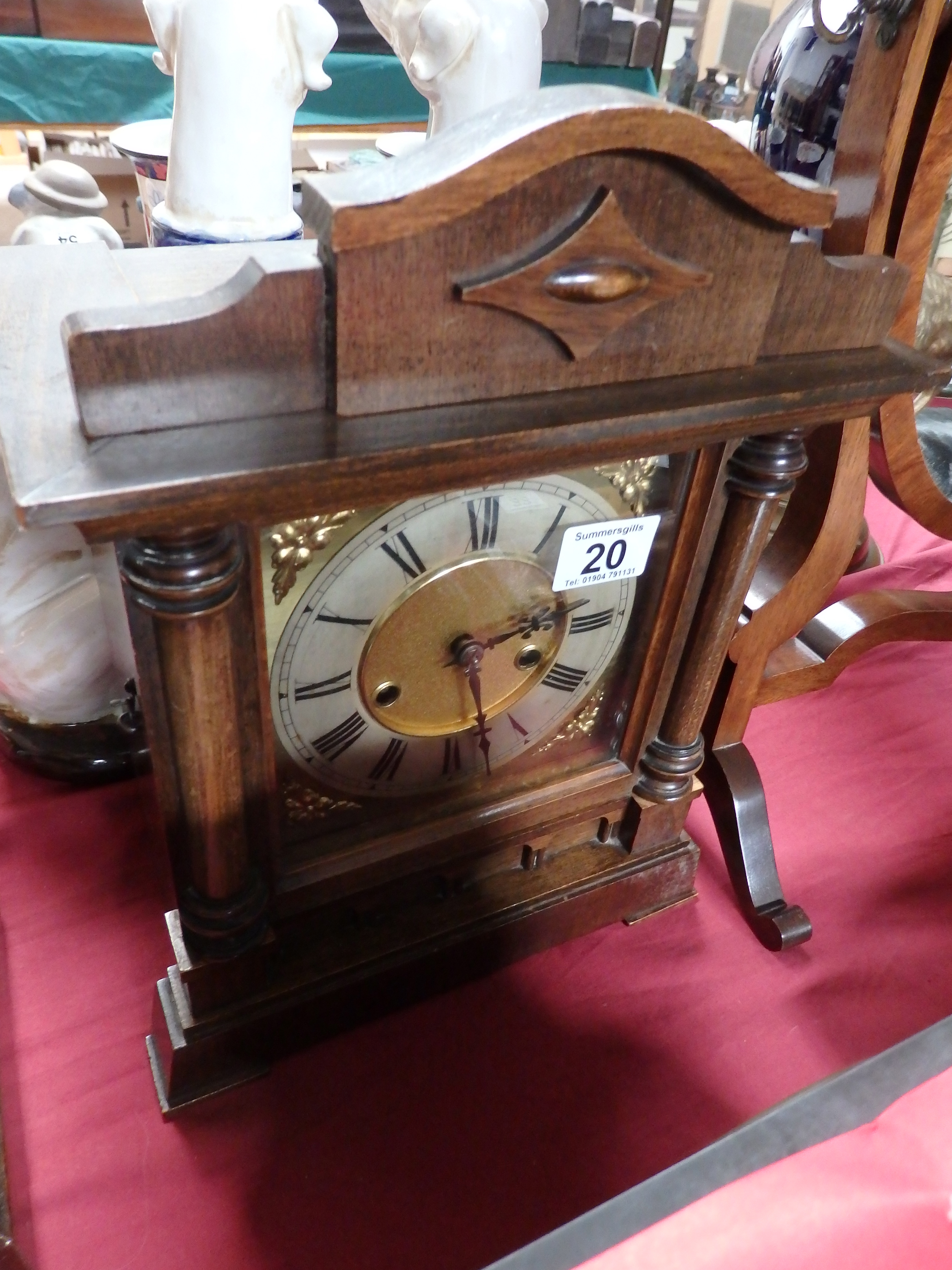 Mahogany brass faced mantle clock