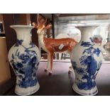 Beswick antelope and pair vases