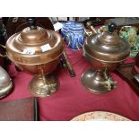 2 x Copper tea urns