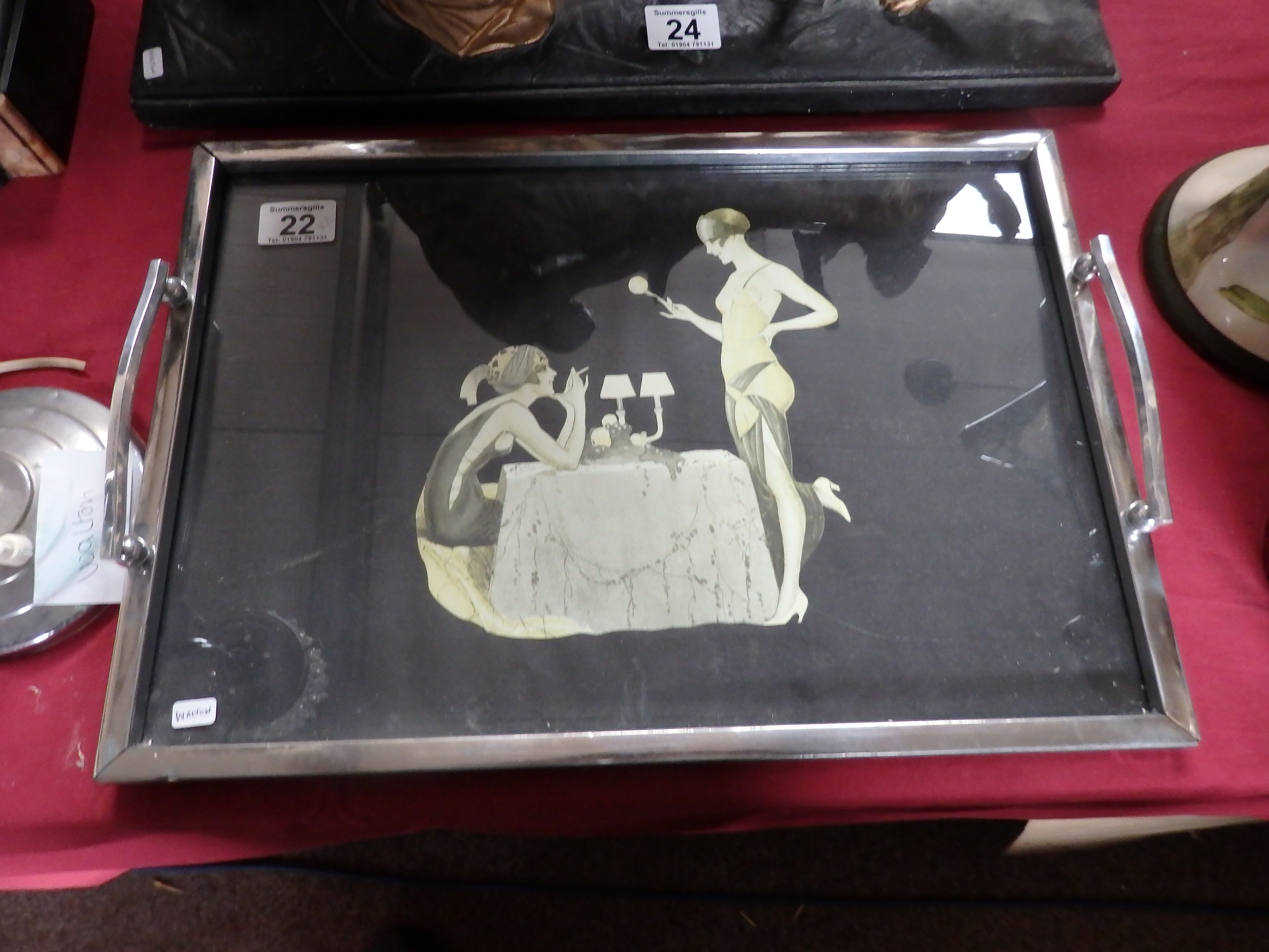 Art Deco/Nouveau tray and lamp - Image 2 of 2