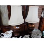 Pair of wooden table lamps