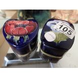 2 x Moorcroft trinket boxes