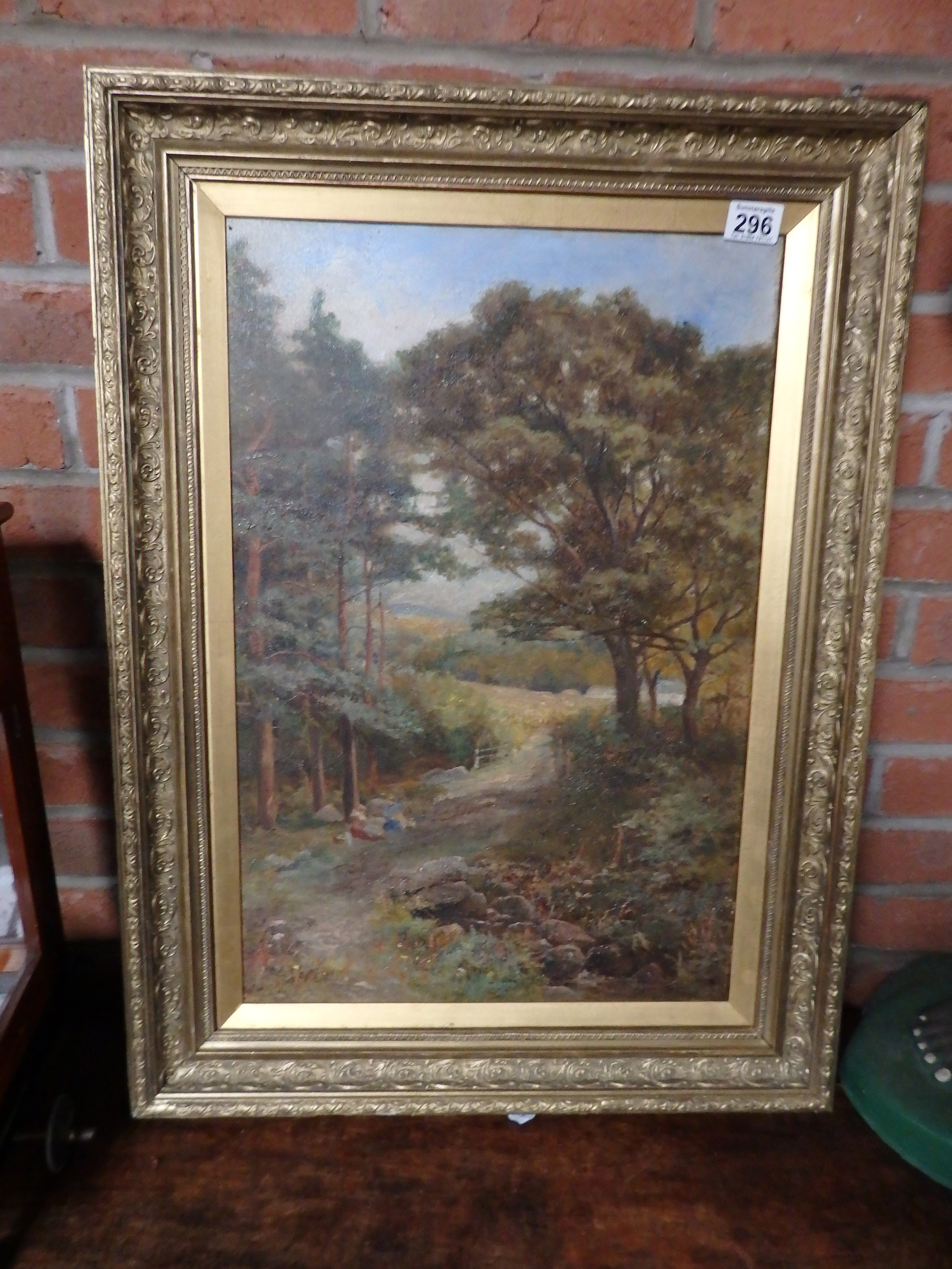 Oil painting in gilt frame - "Woodland Path"