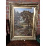 Oil painting in gilt frame - "Woodland Path"