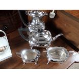 A 4 pce. silver plated tea set