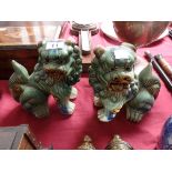 9" pair Oriental lions