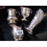 4 Silver jugs etc (458g)