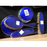 Silver and enamel dressing table set