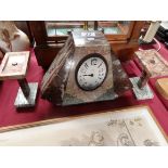 Art Deco' 3 piece clock set