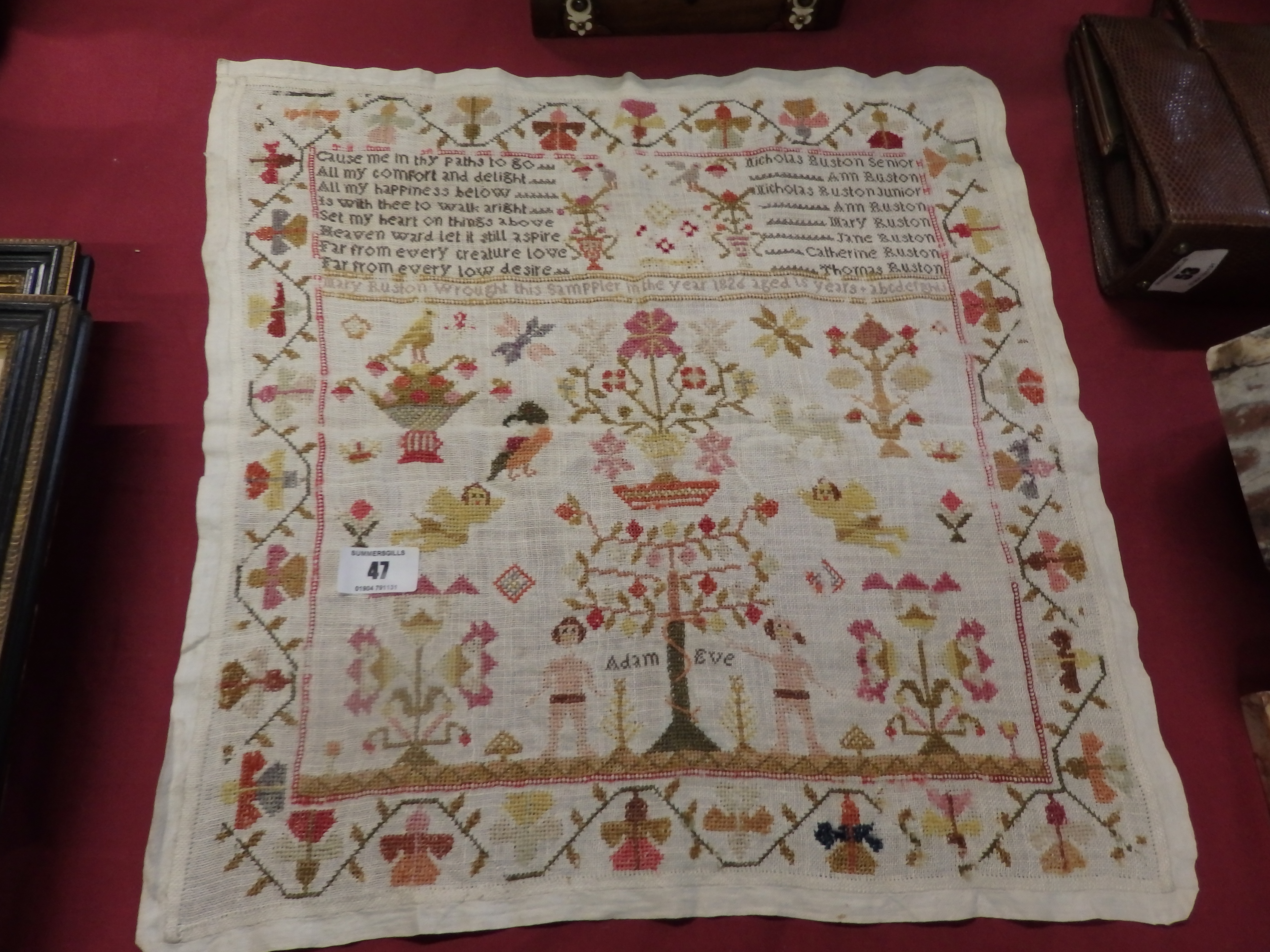 mary ruston 1826 sampler