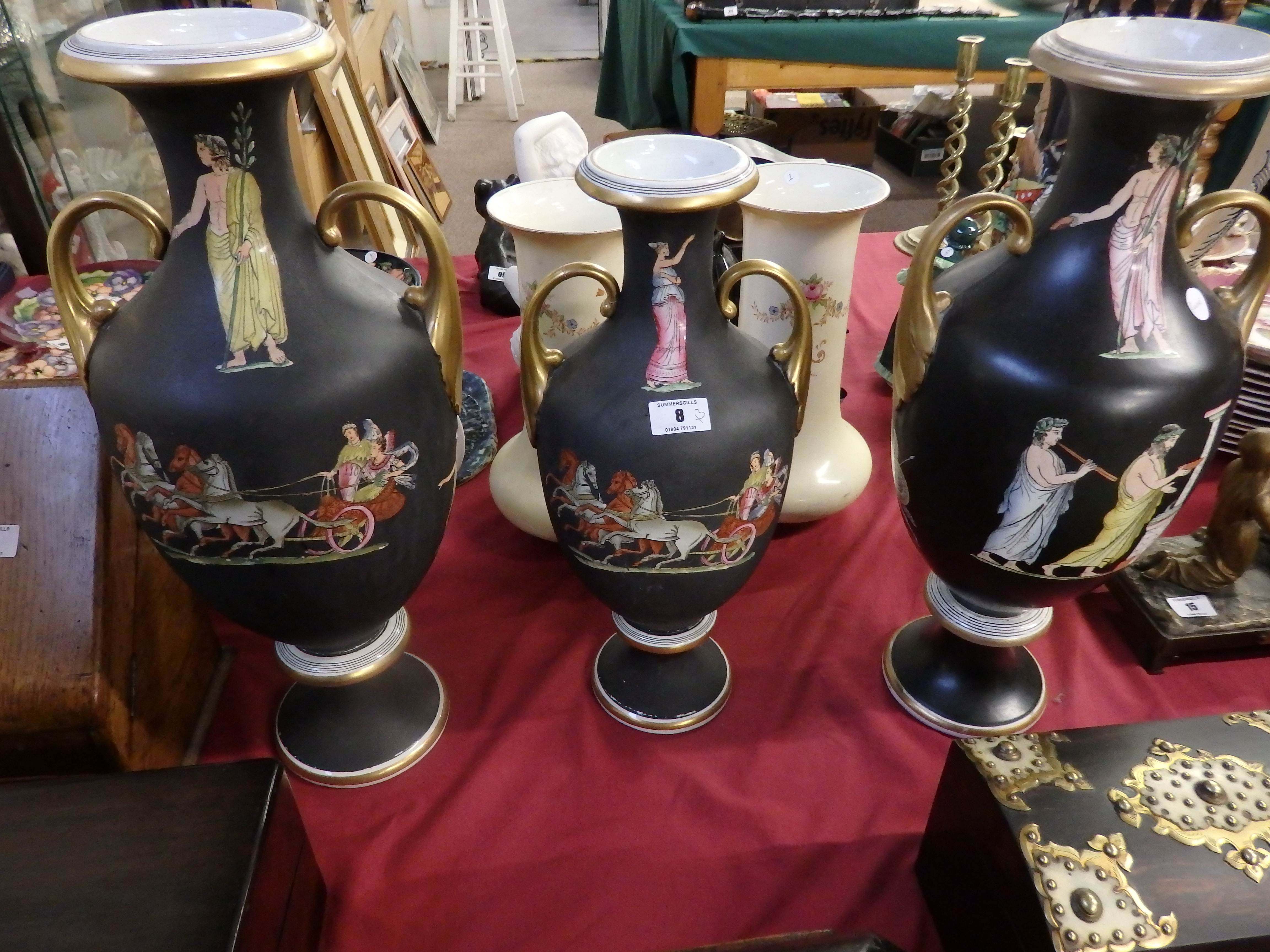 3 continental vases