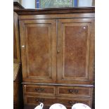 antique walnut & mahog linen press H81 x W50 x D21 inch