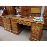 burr walnut desk & filing cabinet