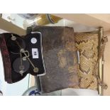 2 x snake skin bags and glasses