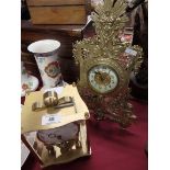 2 x brass mantle clocks