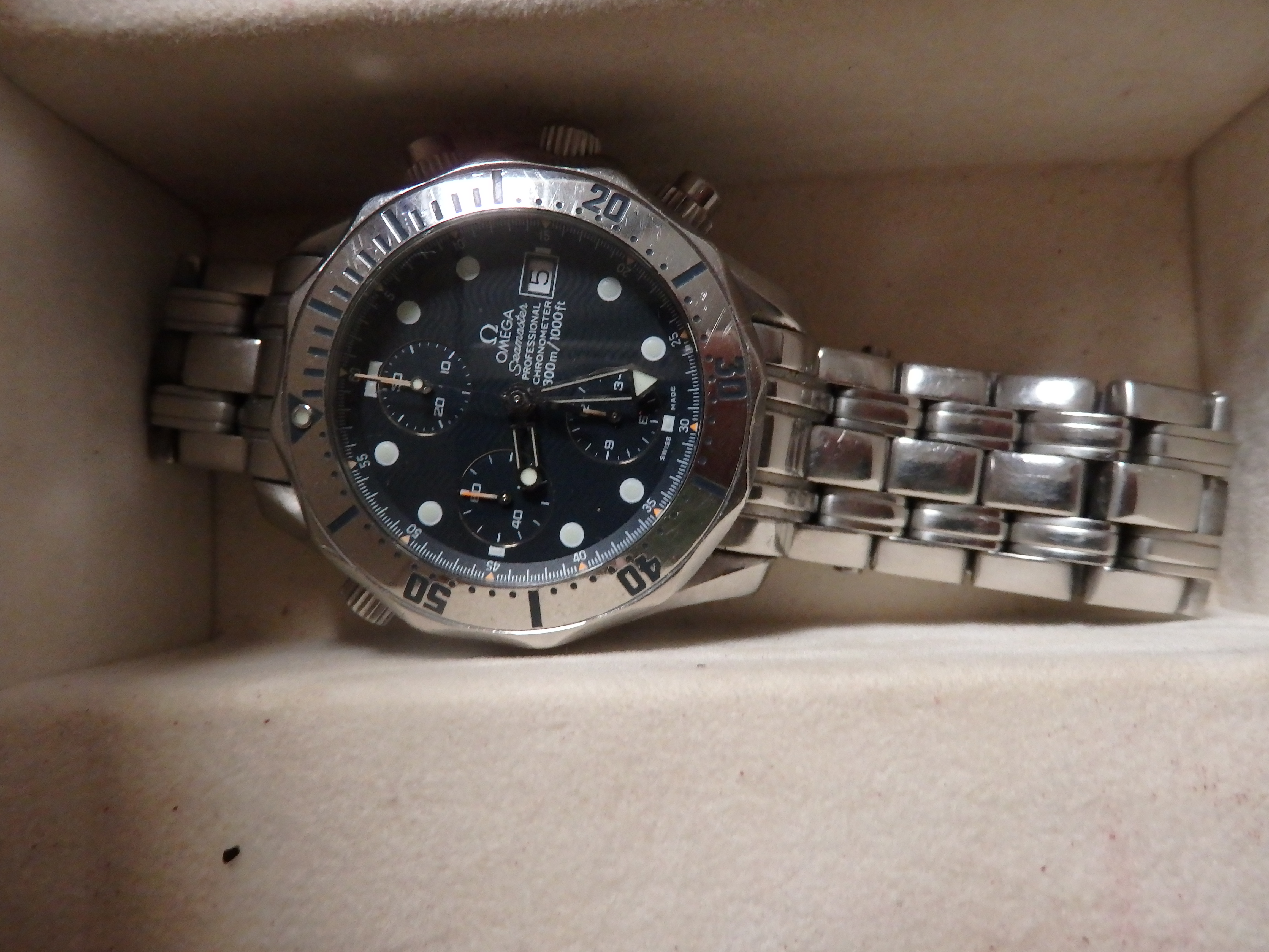 omega seamaster with box and paperwork
