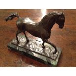 JAMES OSBORNE, 1987, LIMITED EDITION PAINTED BRONZE  Study of a thoroughbred horse, raised on a