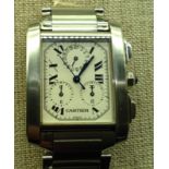 A CARTIER STAINLESS STEEL WRISTWATCH  Tank Francaise Chronoflex.