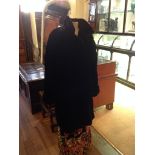 A MINI BARMINK LADIES ¾ LENGTH BLACK FUR COAT Along with a ladies velvet coat.