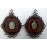 A PAIR OF 19TH CENTURY OVAL MINIATURE PORTRAITS ON IVORY Indian Maharaja's in jeweled turbans, set