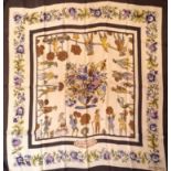 HERMÈS, PARIS A 20th Century silk 'Les Jardinières Du Roy' scarf, decorated with a central floral