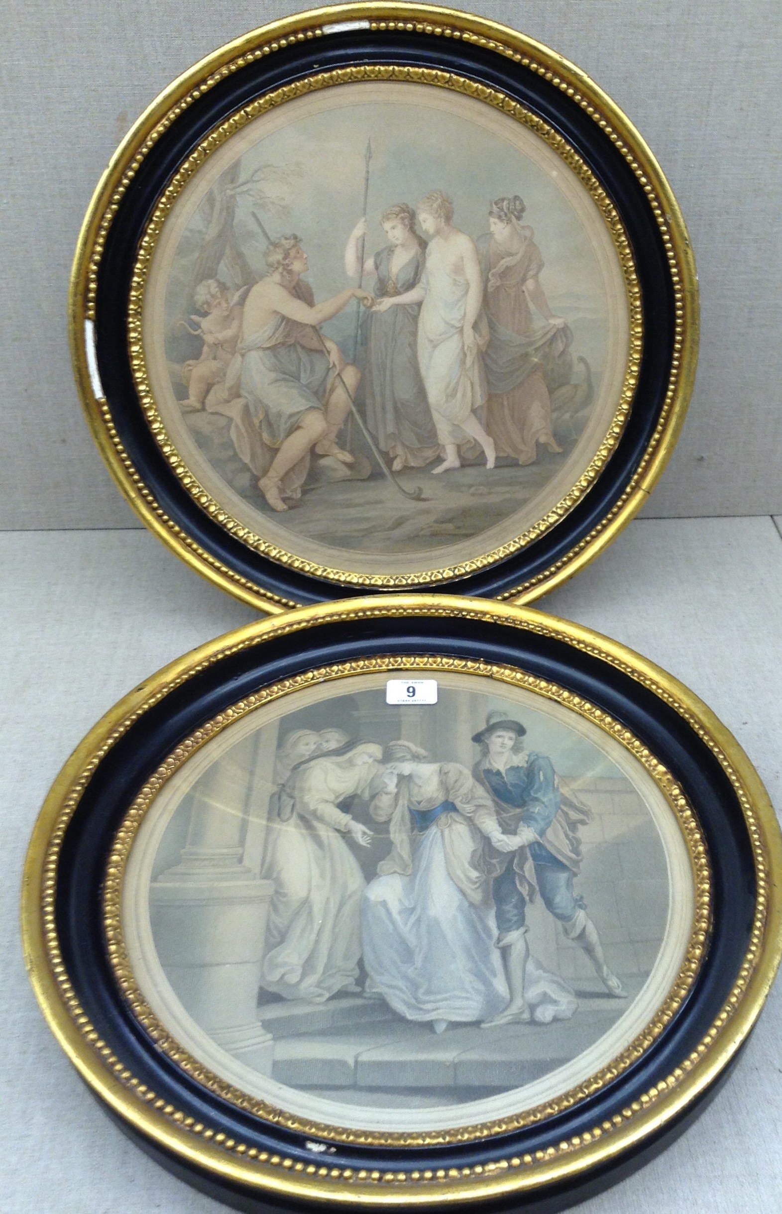 ANGELICA KAUFFMAN A pair of early 19th Century hand tinted engravings, by Ryland, contained in