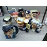 A COLLECTION OF NINE ROYAL DOULTON CHARACTER JUGS To include 'St. George' (D6618), 'Veteran