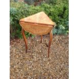 A LATE VICTORIAN MAHOGANY AND MARQUETRY INLAID ENVELOPE CARD TABLE Joined by an under tier and