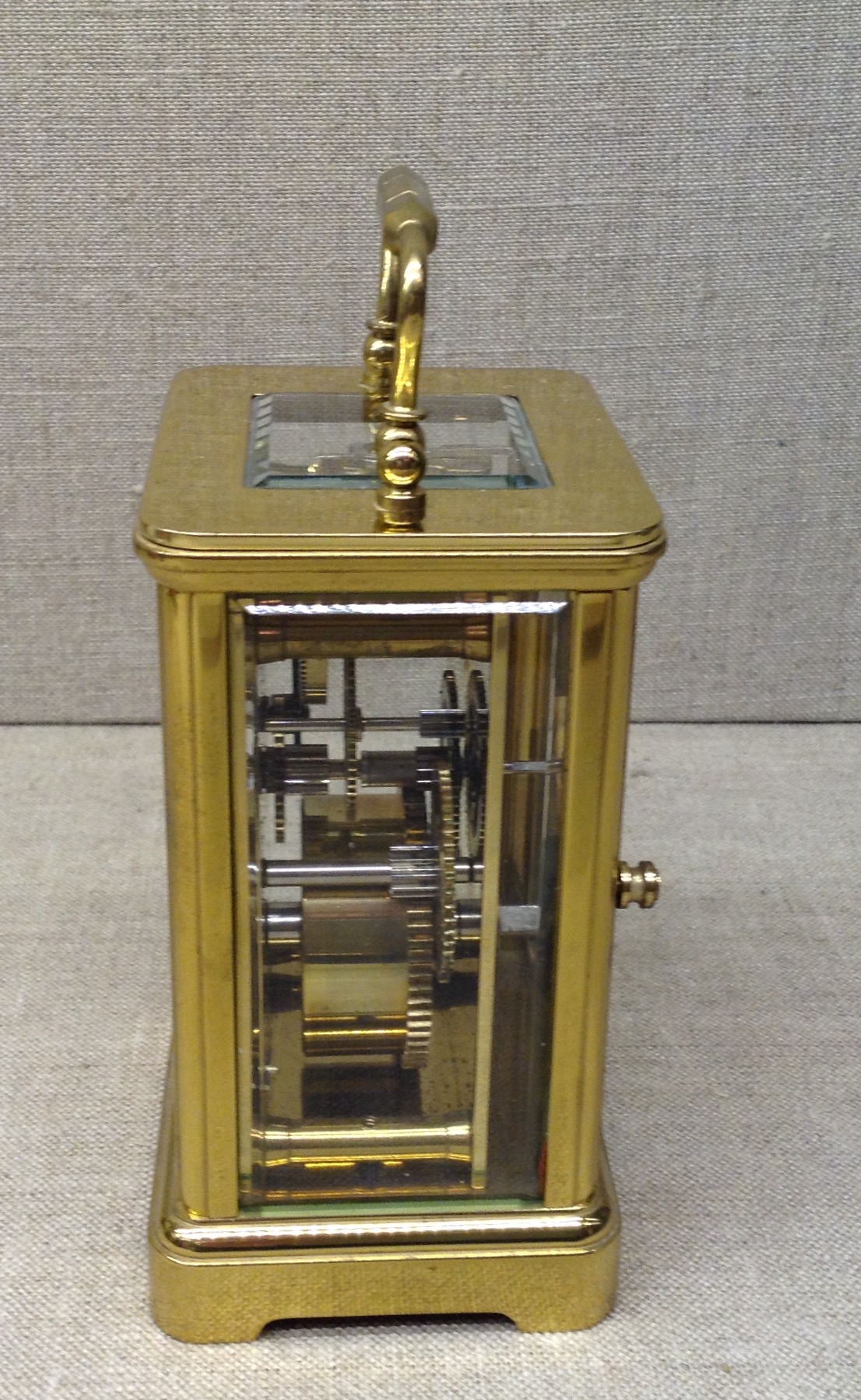 BORNAND FRÈRES, BICESTER A 20th Century brass carriage clock, with glass panels and a white dial - Image 2 of 3