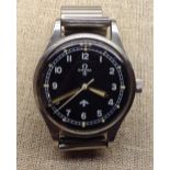 AN OMEGA 1953 R.A.F. MILITARY ISSUE PILOT'S WATCH Having a fat arrow and circle T on dial and