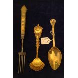 AN 18TH CENTURY FRENCH SOLID SILVER GILT SERVING SPOON The hallmarks in triplicate for 'Antoine 11