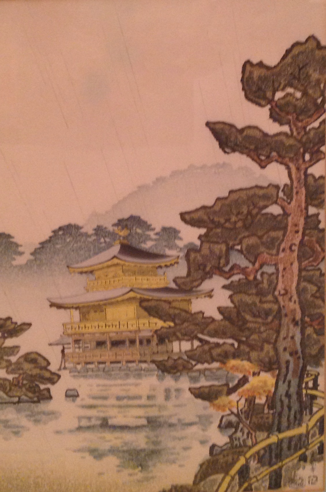 A 19TH CENTURY CHINESE WOODBLOCK PRINT ON PAPER Highlighted with gilt and signed to lower right. (