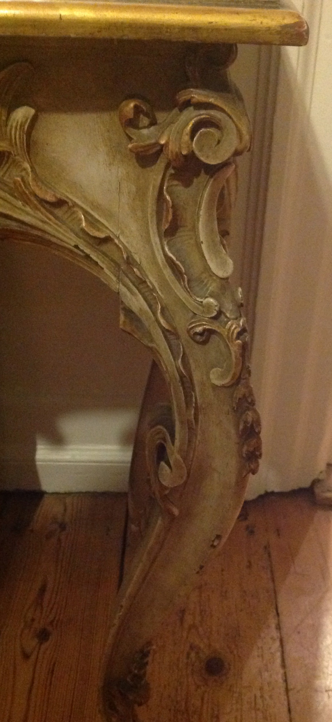 A 19TH CENTURY ITALIAN CONSOLE TABLE In original cream painted finish, the floral border above a - Image 4 of 5