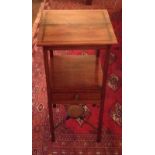 A GEORGIAN MAHOGANY WASHSTAND Having a single drawer, cross stretcher and crossbanded inlay, inset