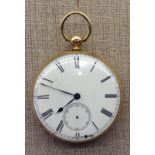 WEBSTER, CORNHILL, LONDON, 1848  An 18ct gold open faced pocket watch.  (approx d 5cm) Condition: