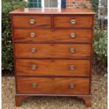 A 19TH CENTURY MAHOGANY CHEST OF TWO SHORT ABOVE FOUR LONG GRADUATING DRAWERS  Applied with brass