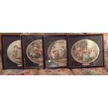 F. BARTOLOZZI, A SET OF FOUR RARE 18TH CENTURY HAND COLOURED OVAL ENGRAVINGS Titled 'Playing at