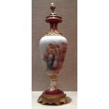 A 19TH CENTURY AUSTRIAN VIENNA VASE Painted with classical scenes of a maiden and Cupid in a